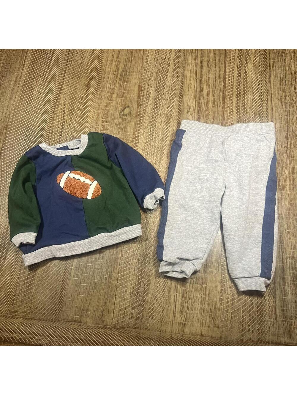 Baby Boy Little Me Matching Football Crewneck Sweatsuit - 12 M